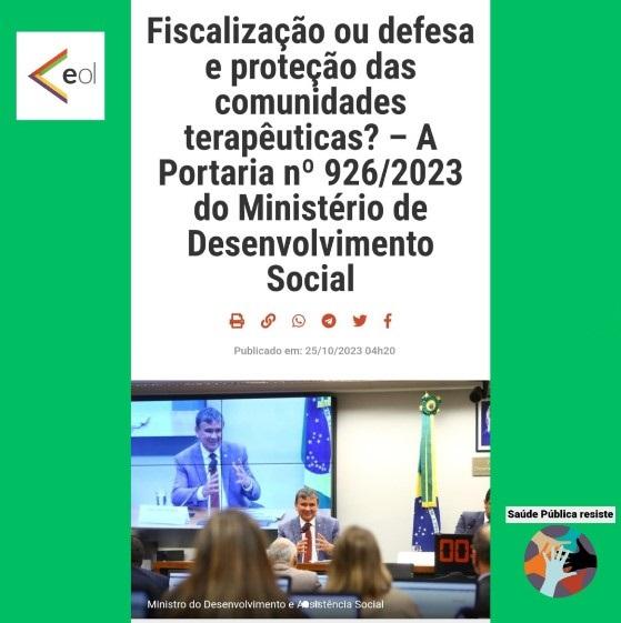 Imagem de fundo da matéria "Fiscalização ou defesa e proteção das comunidades terapêuticas? – A Portaria nº 926/2023 do MDS"